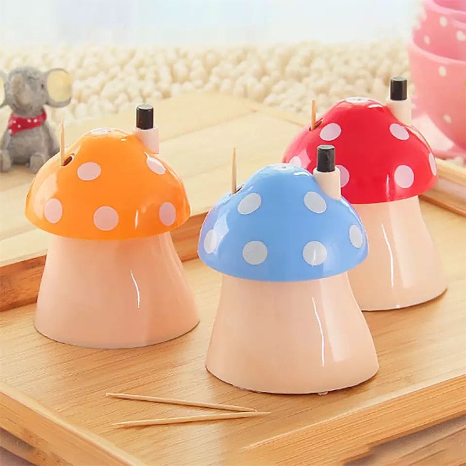 Creative Press Type Mushroom Toothpick Box, Pocket Small Toothpick Box, Mushroom Shape Toothpick Storage Container, Automatic Toothpick Holder Dispenser Creative Press Type Mushroom Toothpick Box, Pocket Small Toothpick Box, Mushroom Shape Toothpick Storage Container, Automatic Toothpick Holder Dispenser